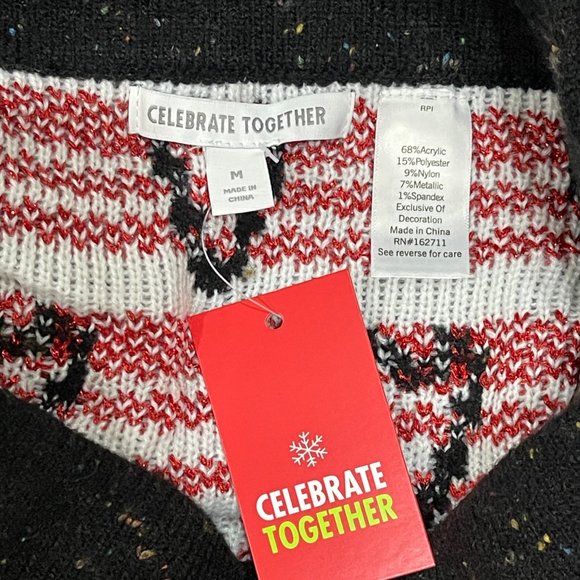 Candy Cane Heart Skirt Medium Black Celebrate Together NWT New Christmas Holiday - Picture 4 of 6